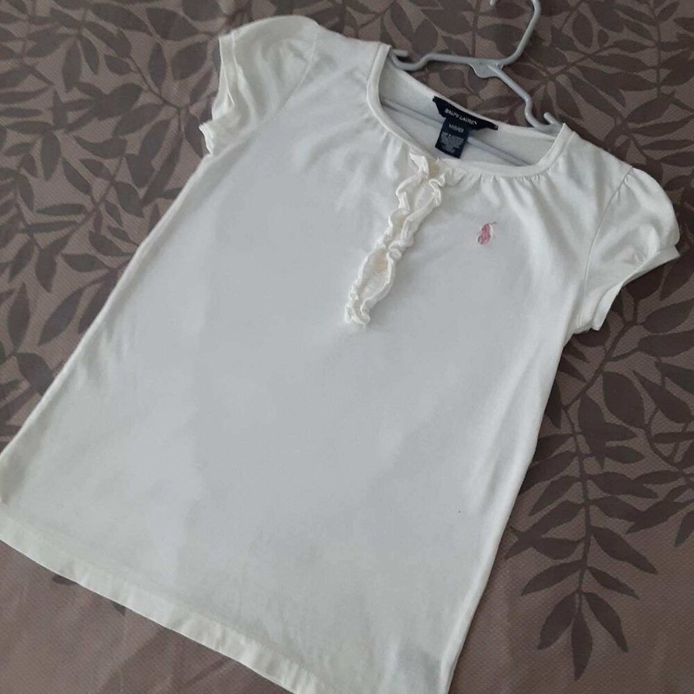 Ralph Lauren Ivory Ruffle Cap Sleeve Cotton Top size  8/10